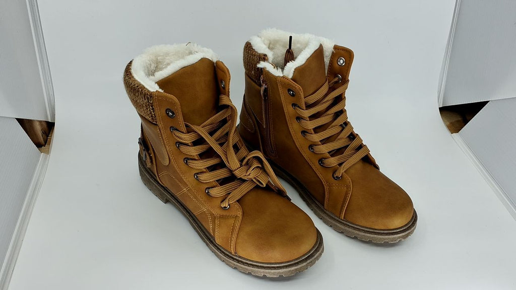 Womens Winter Snow Boots Fur Lined Ankle Boots Brown US7