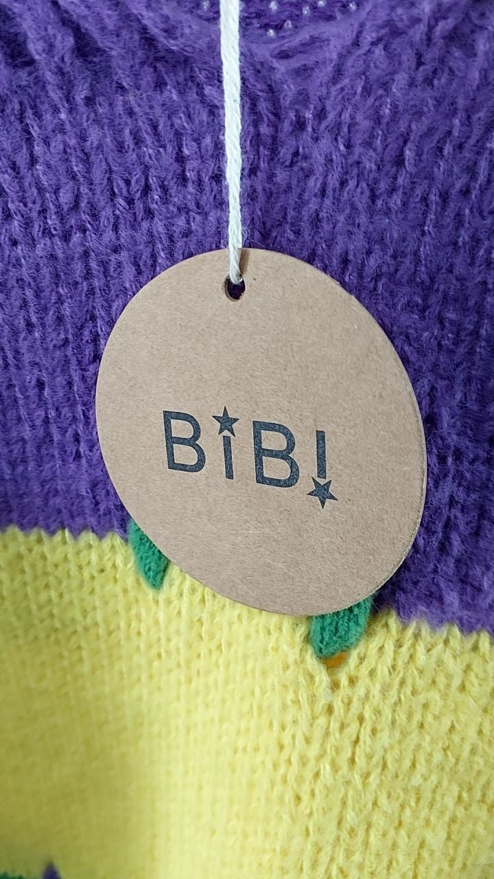BiBi Stitch Detail Mardi Gras Stripes Sweater