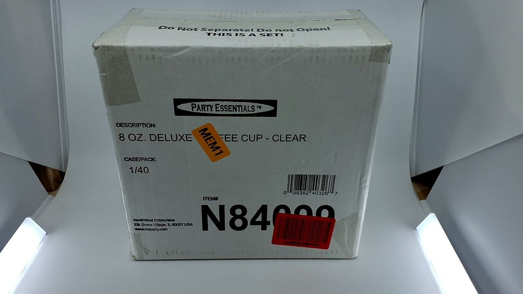 40-Count 8 Oz Clear Plastic Coffee Cups w/ Handles - Party Essentials