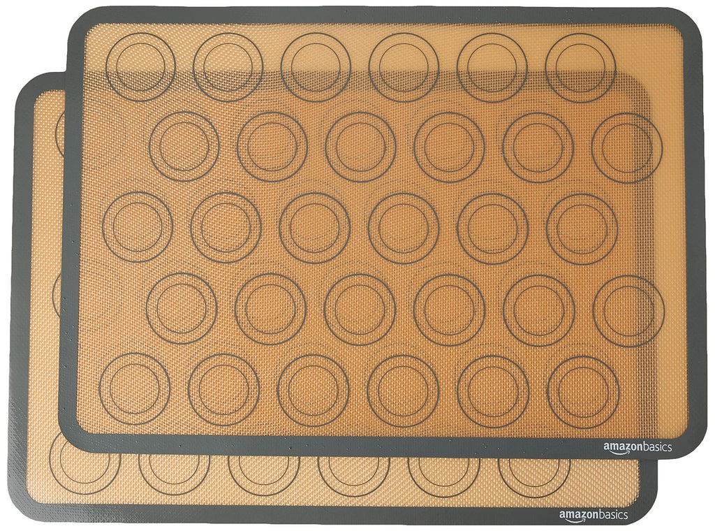 Silicone Baking Mat 2-Pack for Macarons, Non-Stick, 16.5x11.6 in, Beige/Gray