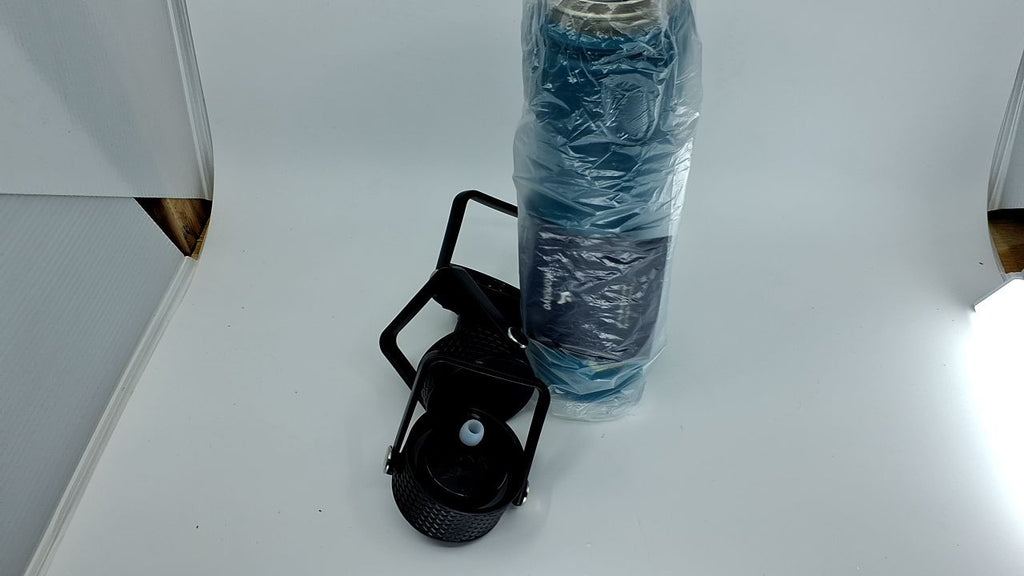 24oz Insulated Water Bottle, Stainless Steel, Light Blue, 3 Lids