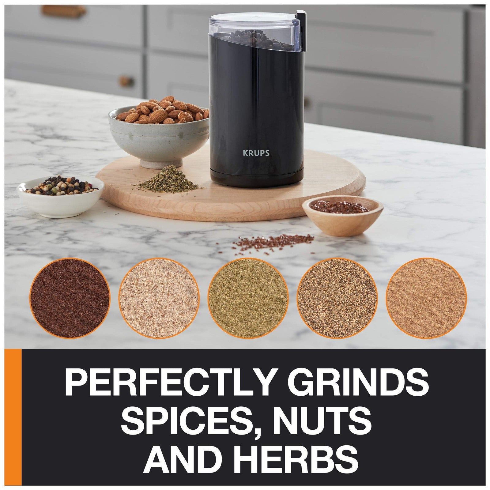 KRUPS 3 Oz Coffee & Spice Grinder, Electric, Black, Stainless Steel Blades