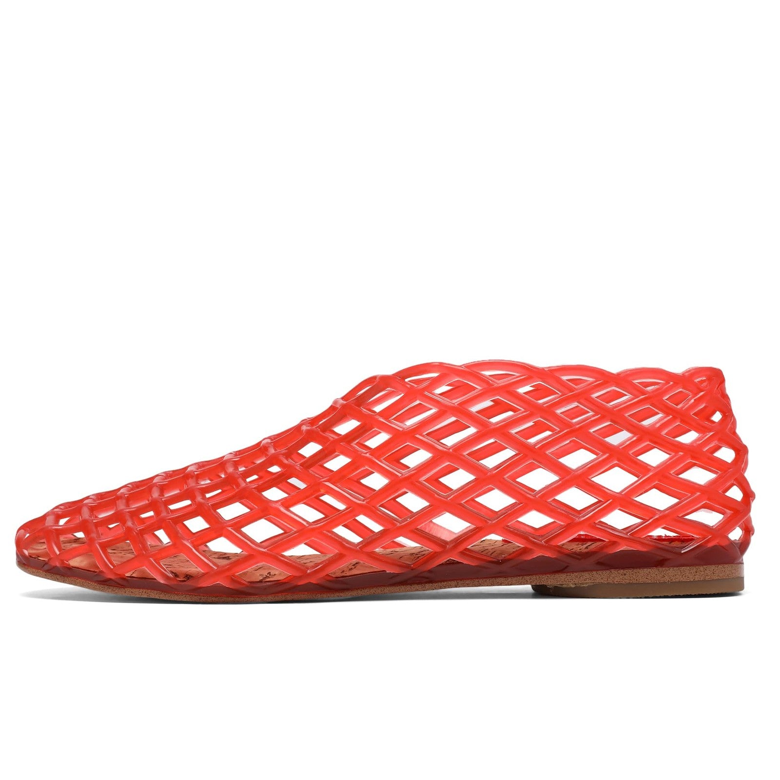 Molozoey Women's Jelly Mesh Ballet Flats, Closed Toe, Red, Size 9