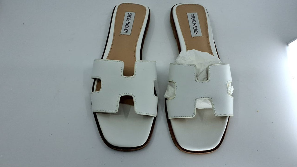 Steve Madden Women's Hadyn Sandal, White Leather, 8.5