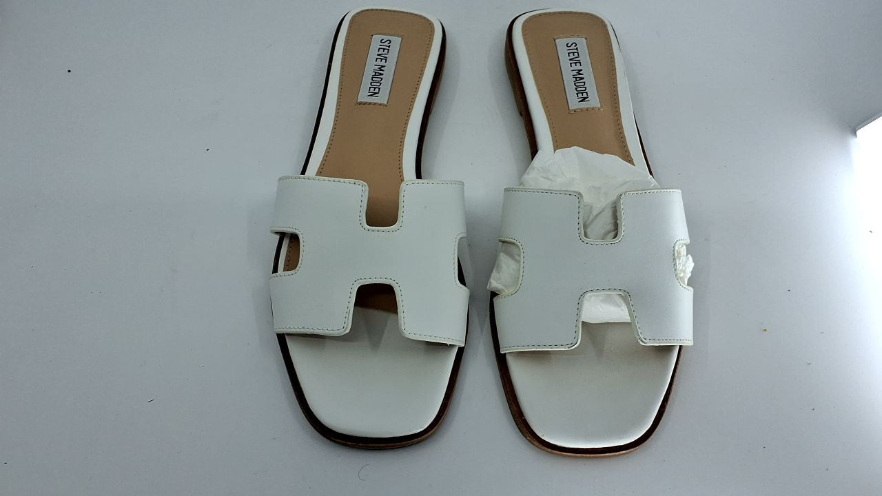 Steve Madden Women's Hadyn Sandal, White Leather, 8.5