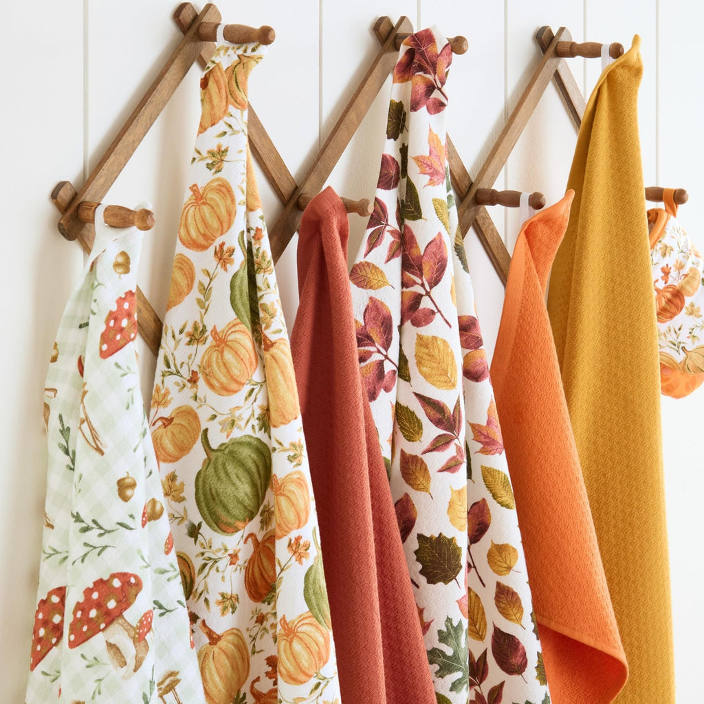 Cotton Kitchen Towels Set, 3-Pack, Autumn Harvest, 16x28 in, Soft & Absorbent