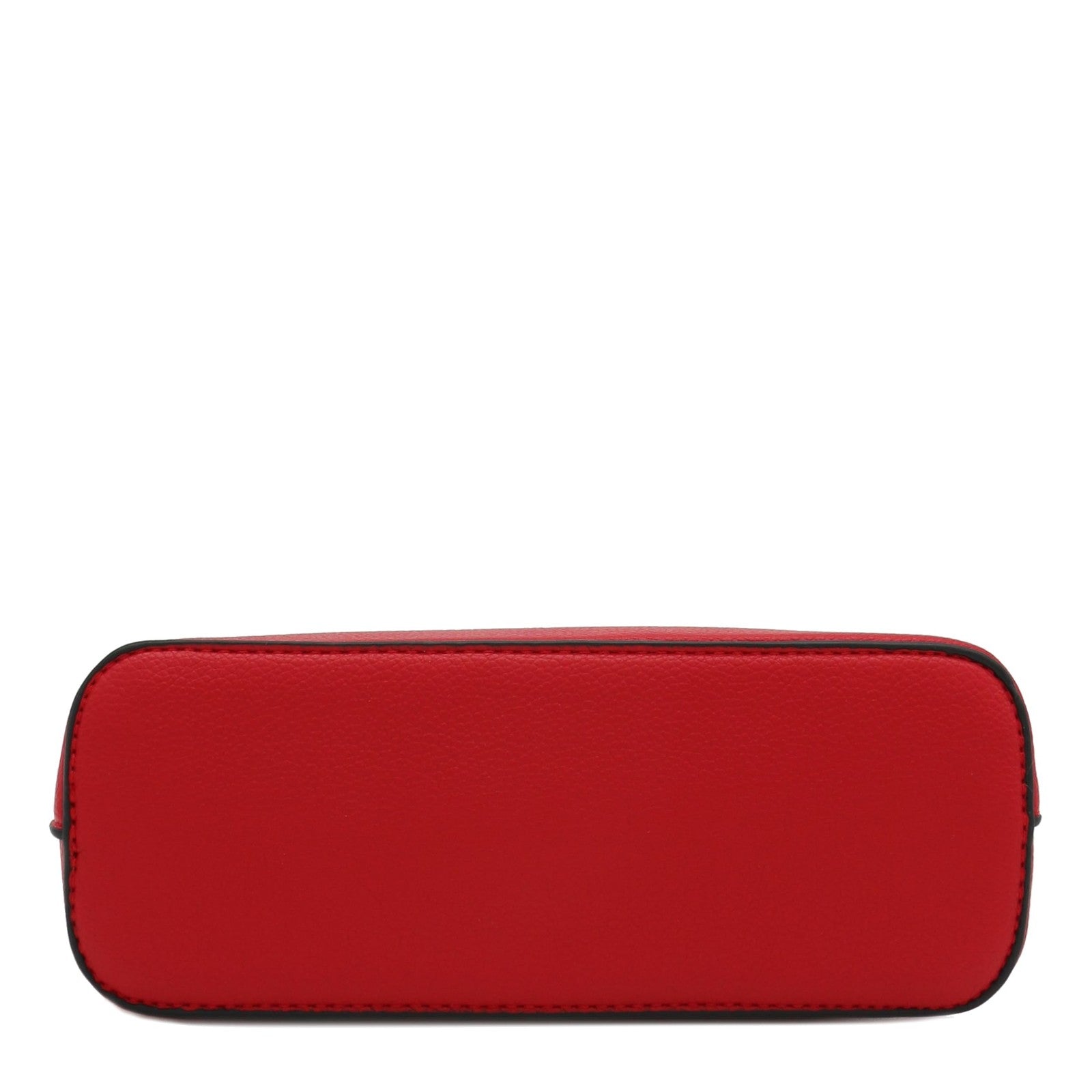 Faux Leather Solid Small Dome Crossbody bag with Chain Strap (Red)