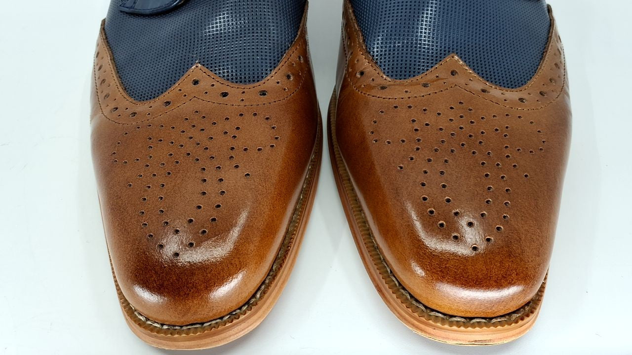 Stacy Adams Men's Ivingale Wingtip Lace Up Oxford, TAN Multi, 10