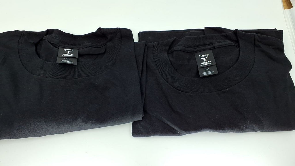 Hanes Men's Short Sleeve Beefy-T (Pack of 2), Black, Large