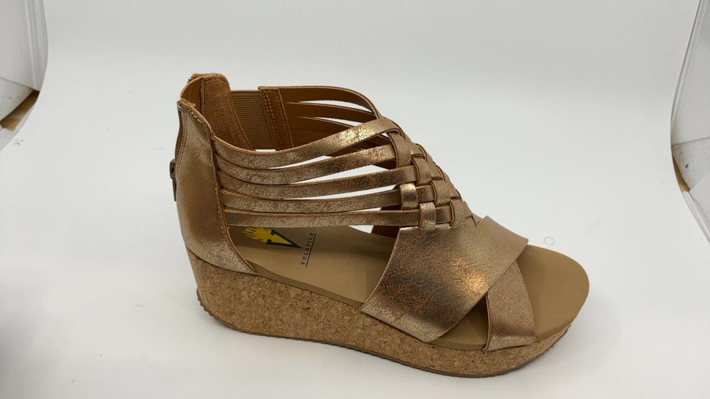 VOLATILE Women's Midsummer Wedge Sandal, Gold, 7