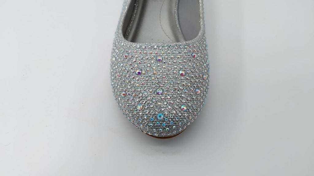 DREAM PAIRS Womens Rhinestone Ballet Flats Shoes, Silver - 10 (Sole-Shine)