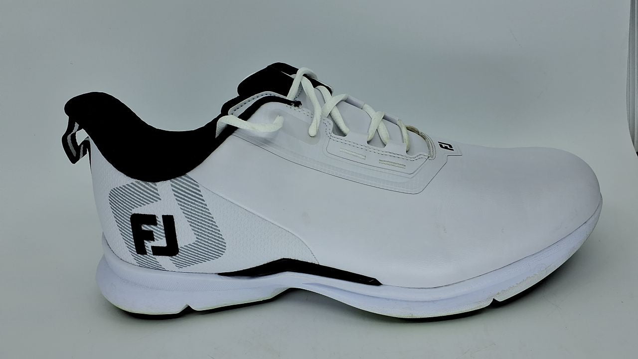 FootJoy Men's FJ Fuel Golf Shoe, White/White/Black, 13 Wide