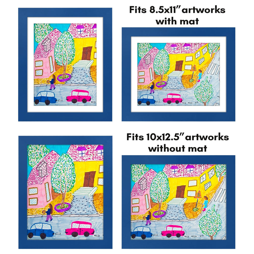 Kids Artwork Frame Changeable Sapphire Blue 8.5x11 & 10x12.5 Display