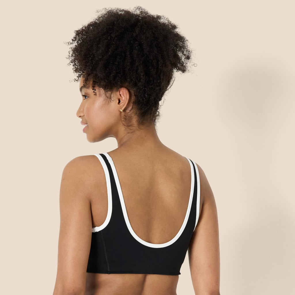 FormFlex Large Sports Bra, V-Neck, Black/White, Light Support