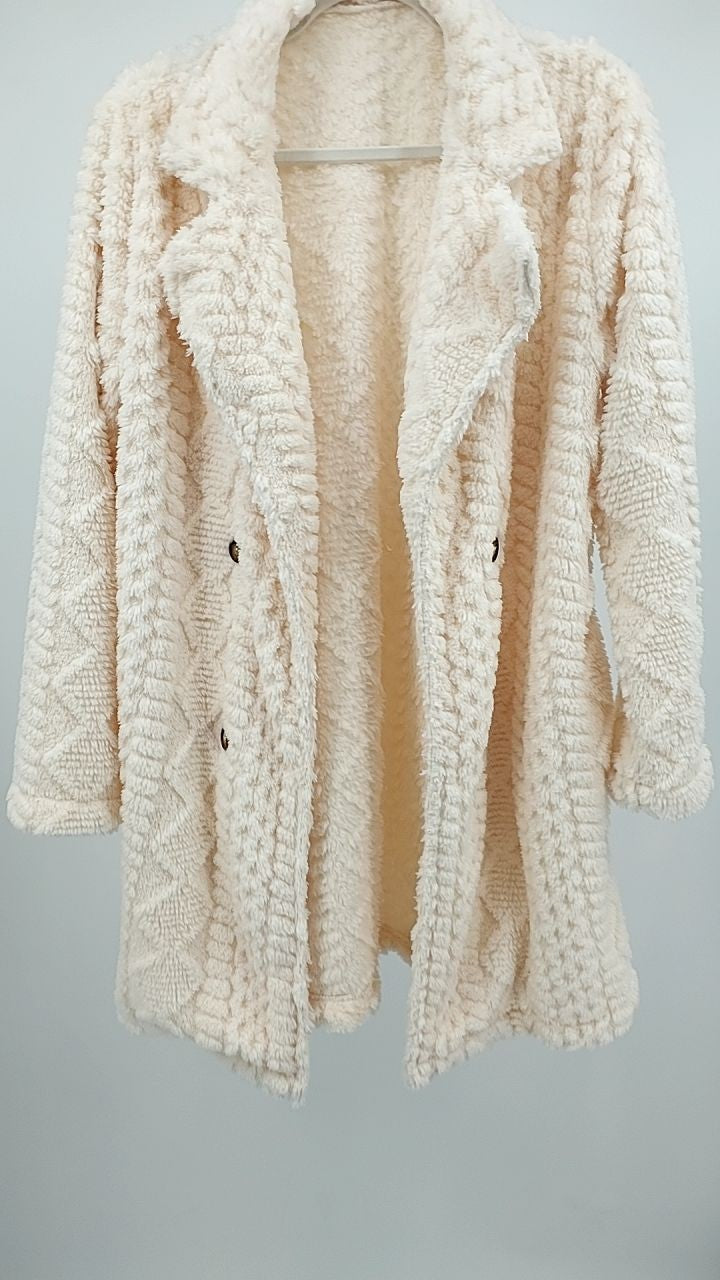 Fleece Double-Breasted Longline Coat