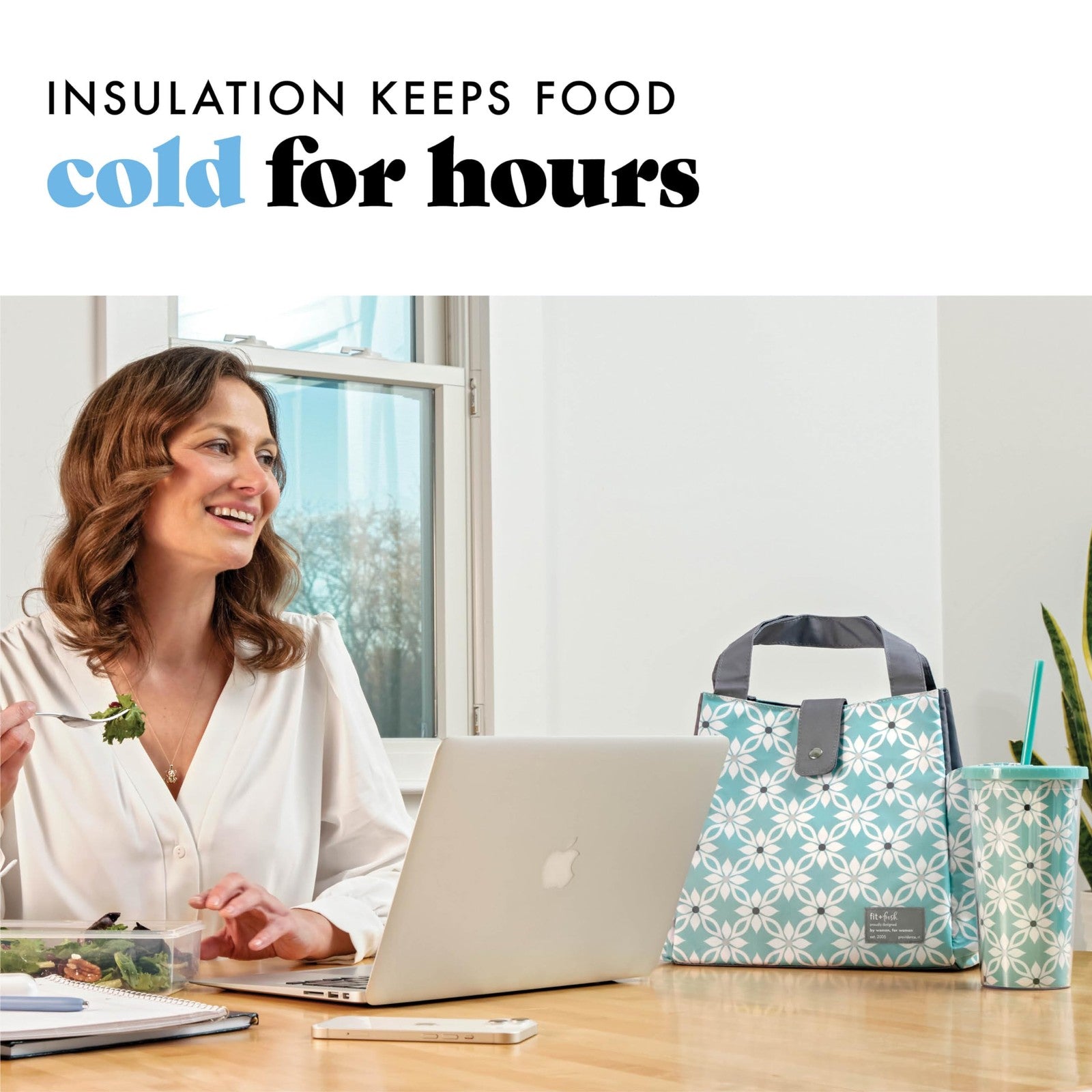 Fit & Fresh Leakproof Lunch Bag for Women, Aqua, Includes Tumbler