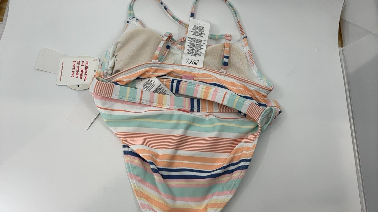 Roxy Girls' Two-Piece Swimsuit, Aqua Cabana, Size 12, UV Protection