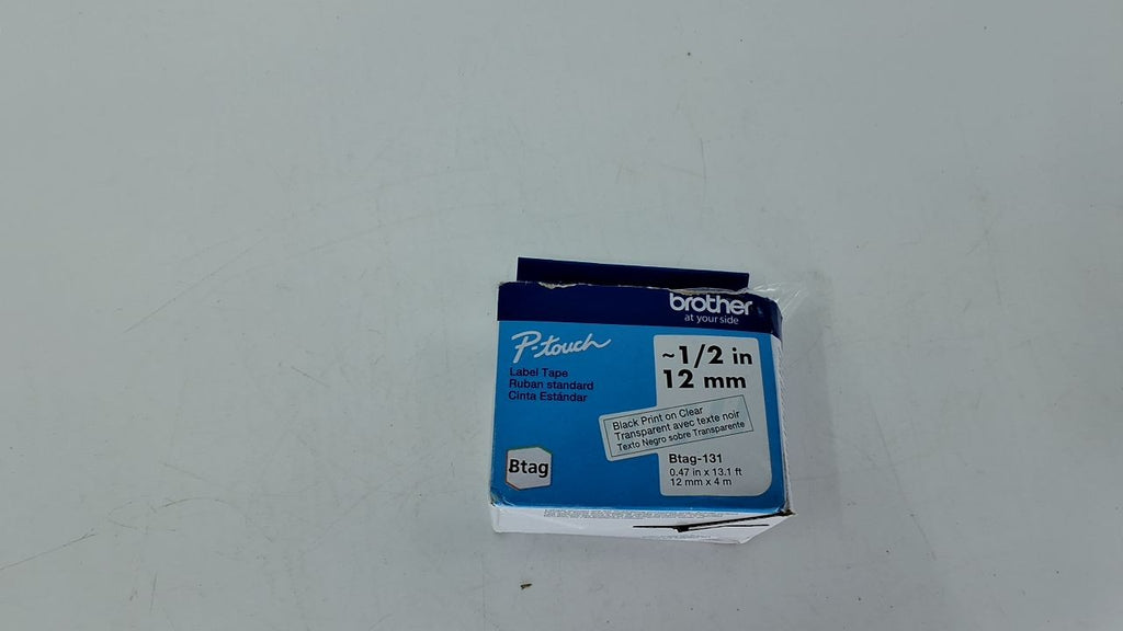 Brother P-Touch Btag131 Label Tape 1/2in x 13.1ft Black on Clear