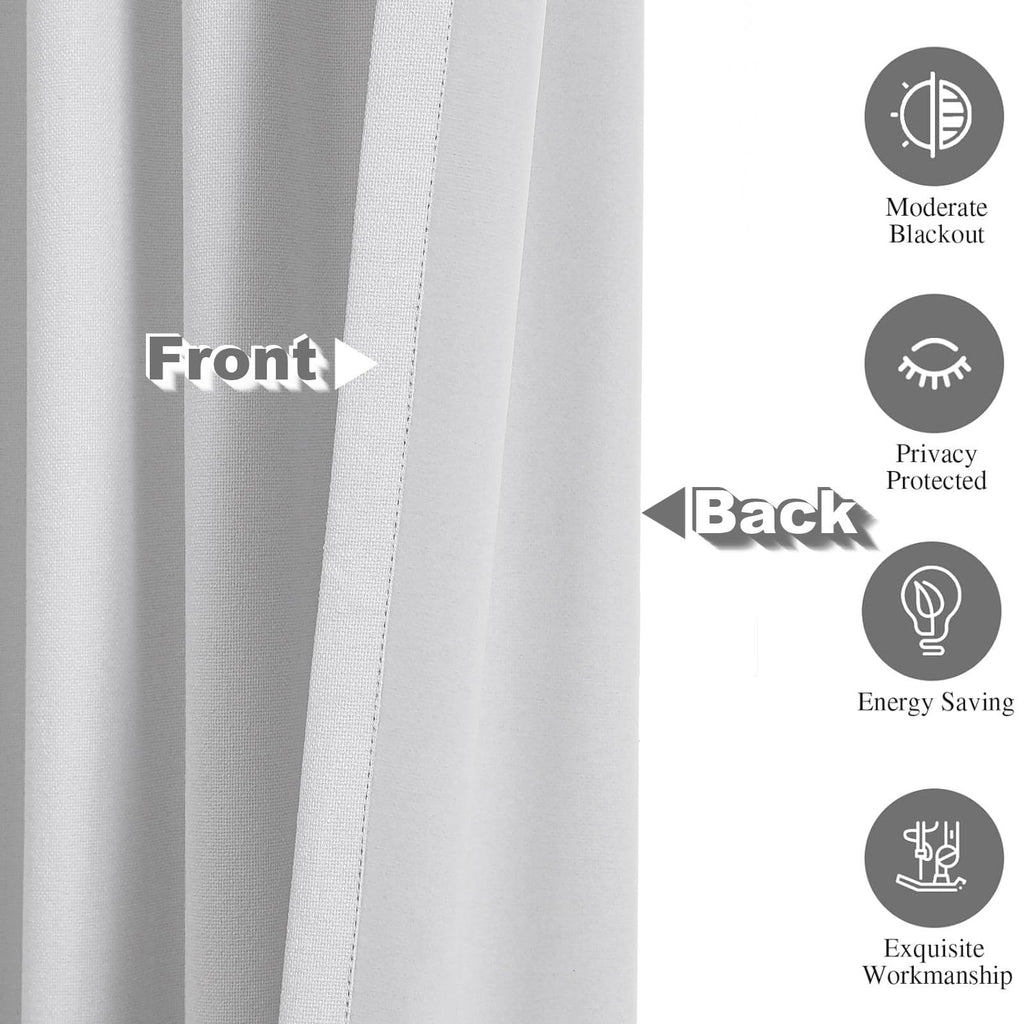 Blackout Curtains 52W x 72L - 2 Panels Set, Thermal Insulated, White