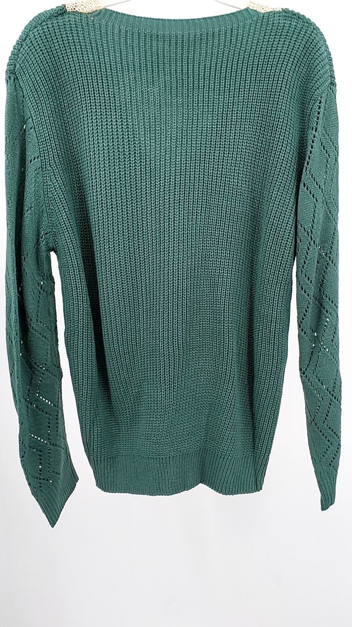 Openwork V-Neck Long Sleeve Sweater