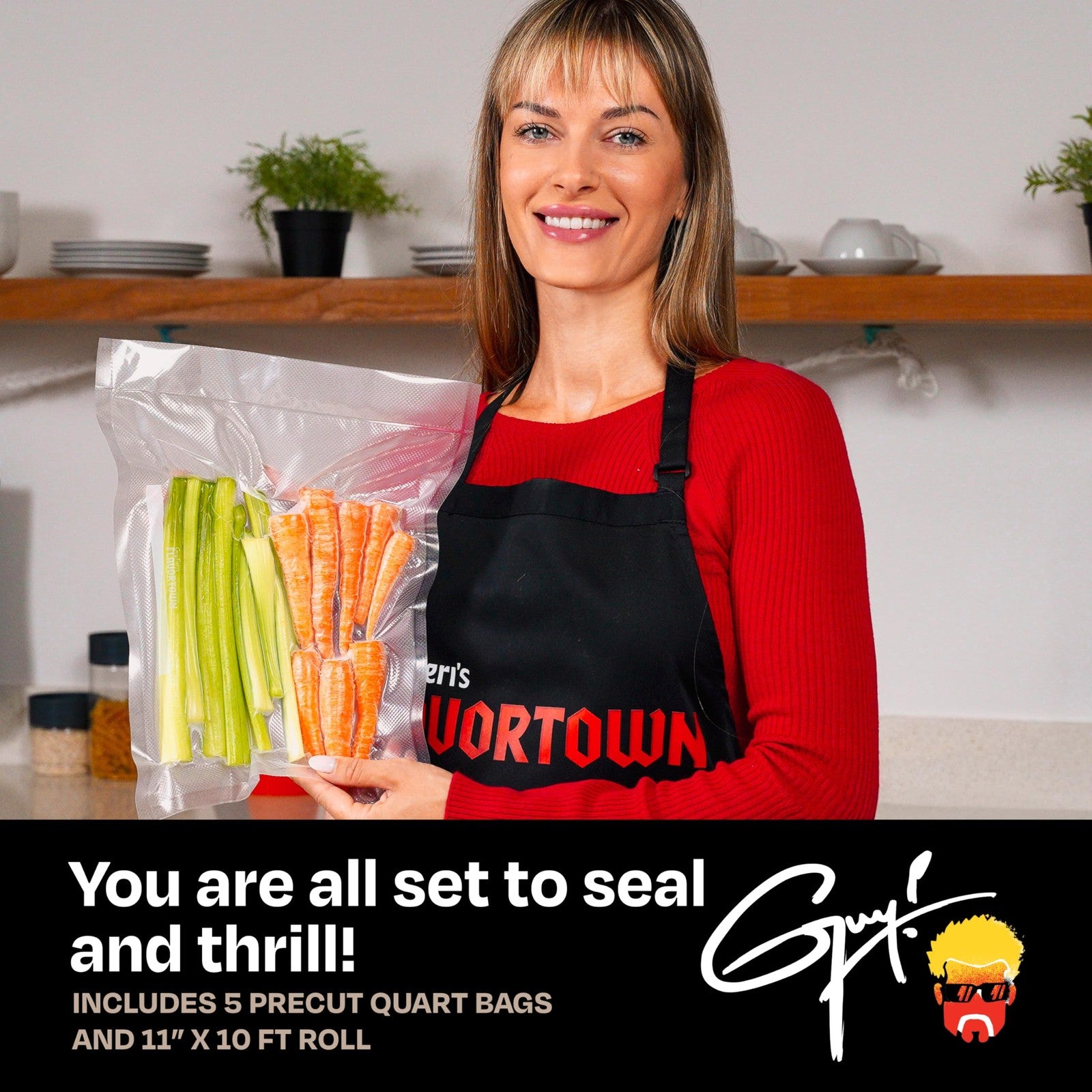 Guy Fieri Vacuum Sealer - Compact, Fast Sealing, Includes Starter Kit