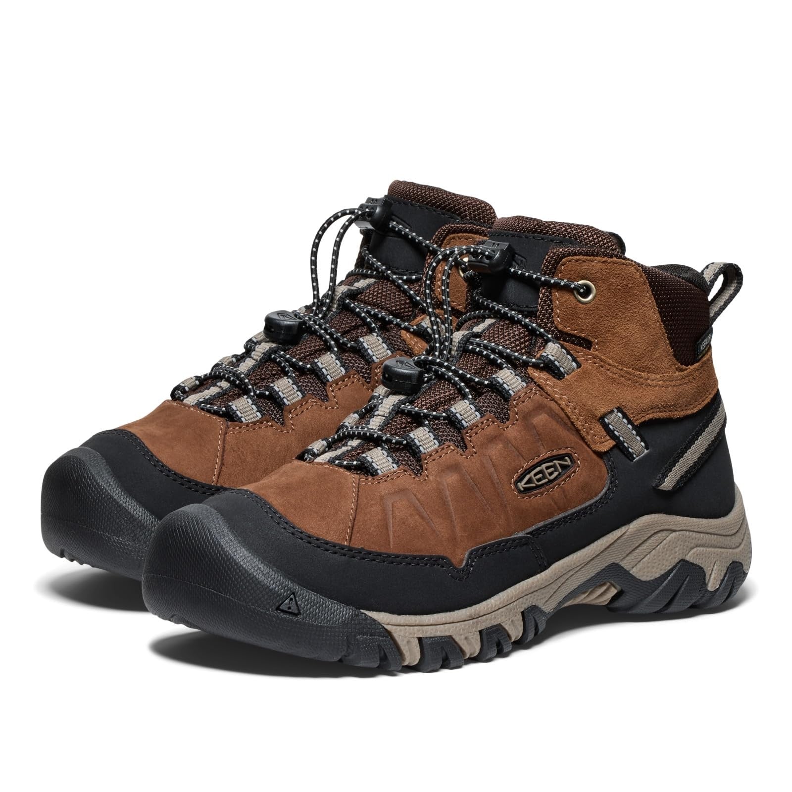KEEN Targhee 4 Kids Hiking Boots, Waterproof, Bison/Brindle, Size 7