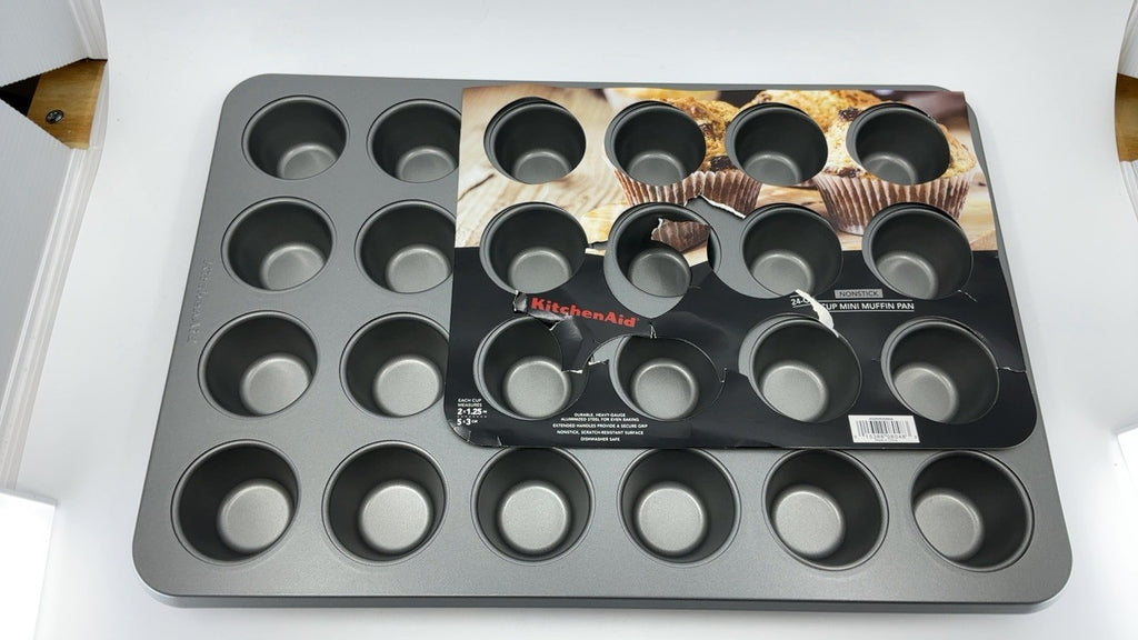 KitchenAid 24-Cup Nonstick Aluminized Steel Mini Muffin Pan, Contour Silver