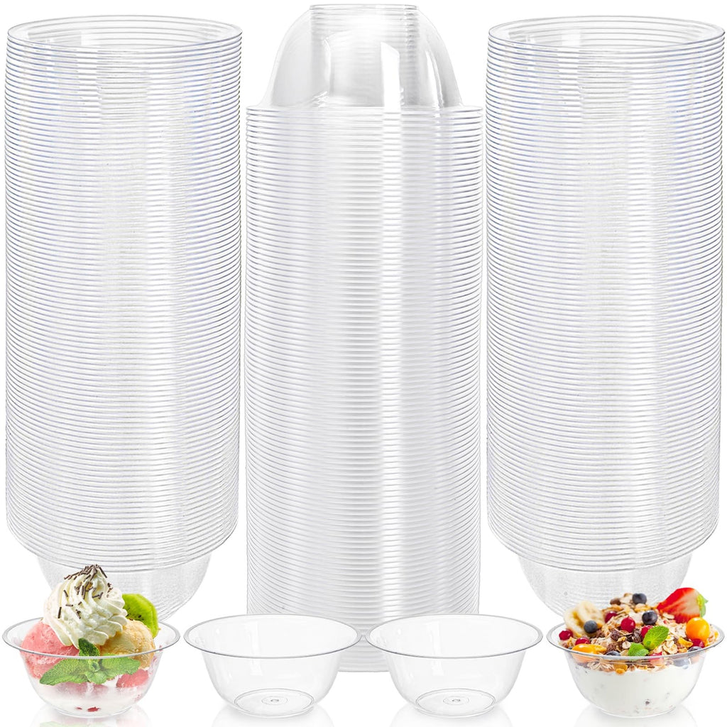6OZ Clear Plastic Bowls - 200 Count Disposable for Desserts & Salads