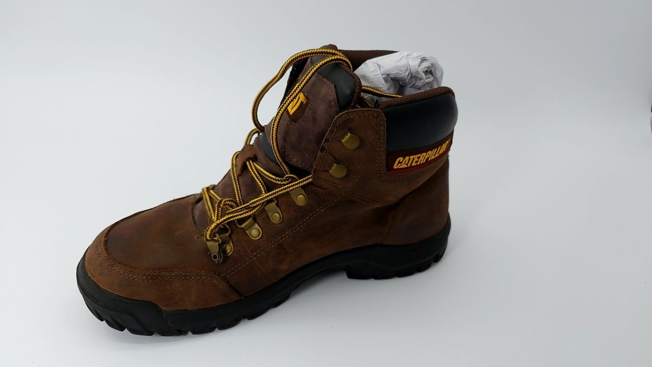 **needs repair** Cat Footwear Men's Outline Soft Toe Work Boot, Seal Brown, 9