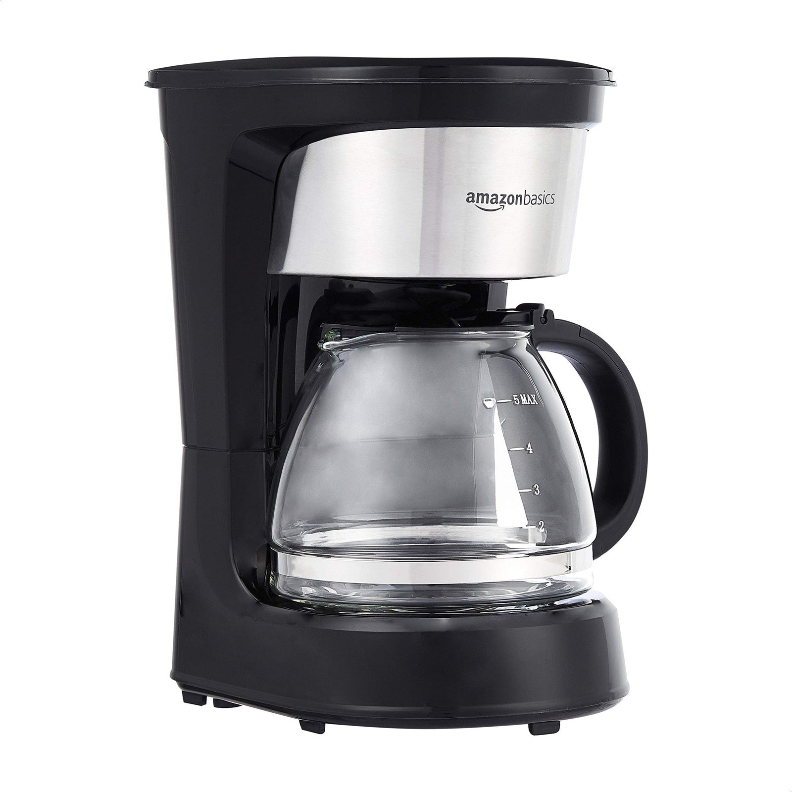 5-Cup Coffee Maker w/ Reusable Filter, Black & Stainless Steel