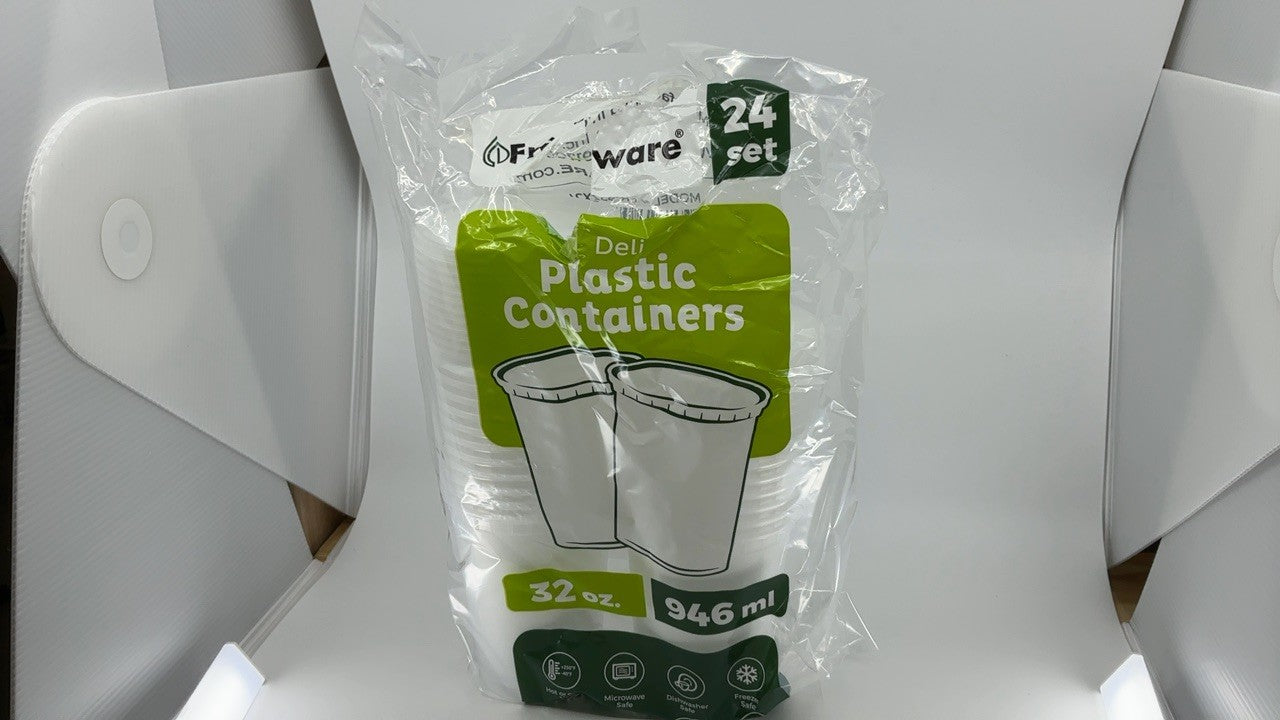 32 oz Deli Containers w/ Lids - 24 Pack, BPA Free, Stackable, Dishwasher Safe