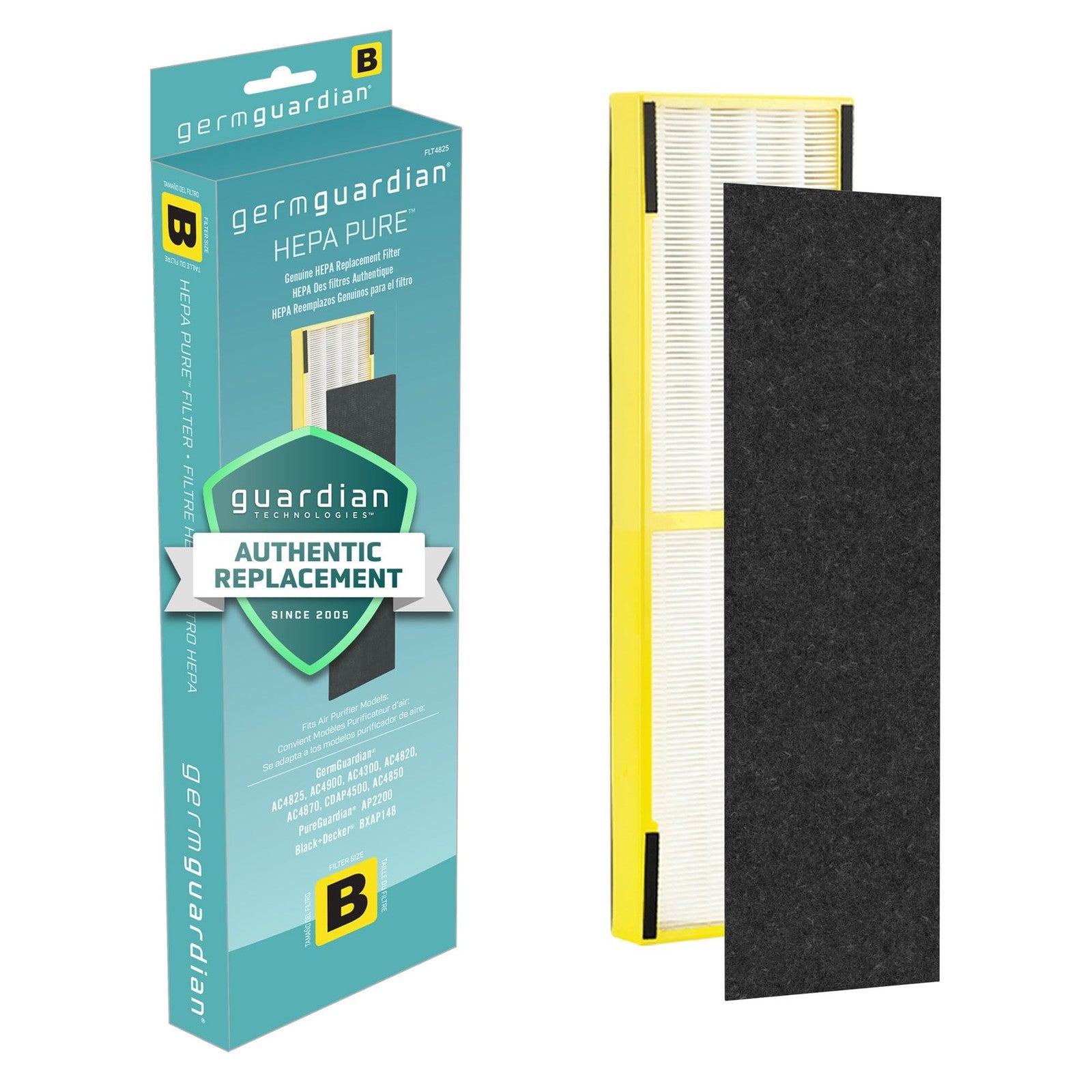 Genuine HEPA Filter B FLT4825 for GermGuardian Air Purifiers, Black/Yellow