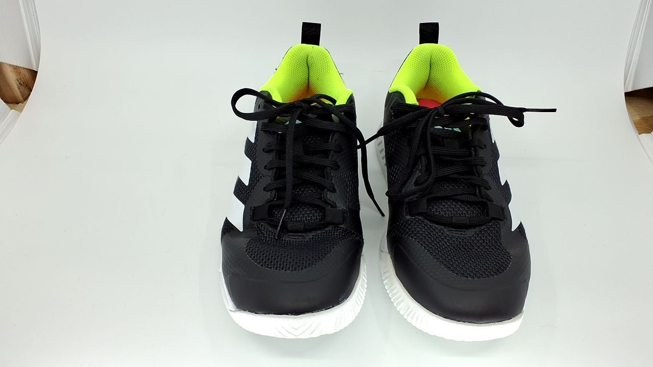 adidas Women's Court Team Bounce 2.0 Sneaker, Core Black/White/Flash Aqua, 6