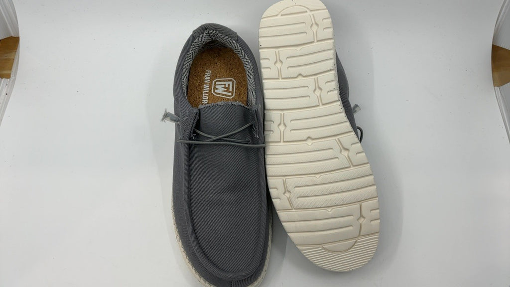 Men's Grey Canvas Slip-On Loafers Lightweight & Breathable Shoes Size 9.5