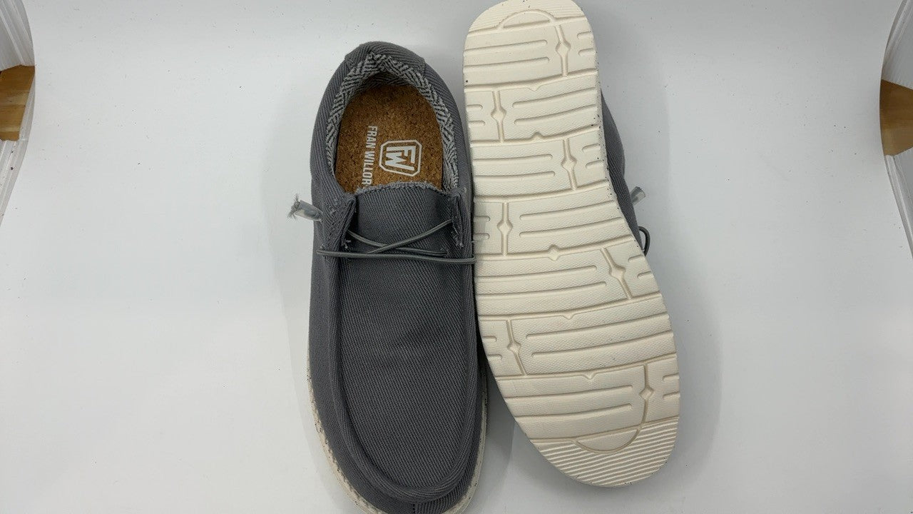 Men's Grey Canvas Slip-On Loafers Lightweight & Breathable Shoes Size 9.5