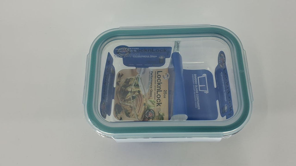 25 Oz Clear Glass Food Storage Container w/ Divider - Lock & Lock