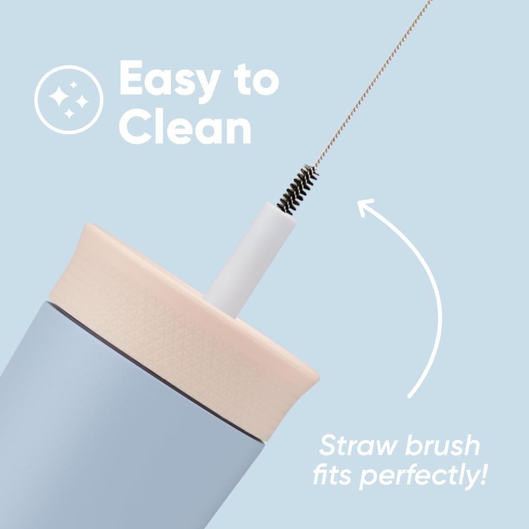 12 Oz Owala Kids Water Bottle Insulated Tumbler Tan & Blue - Dishwasher Safe