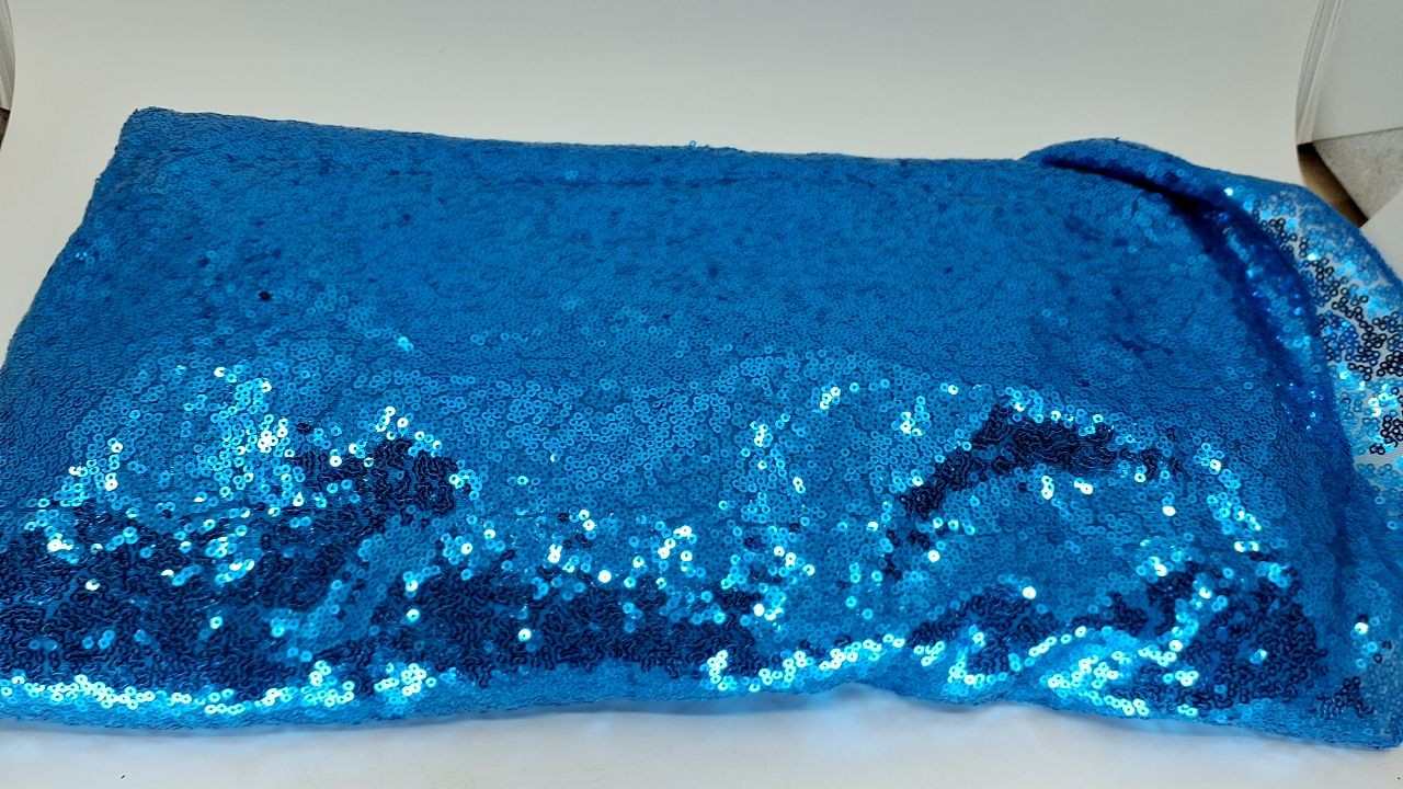60 x 102 In Aqua Blue Glitter Tablecloth for Bridal & Baby Showers