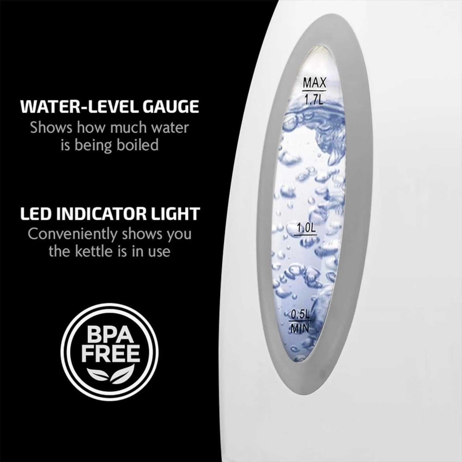 1.7L OVENTE Electric Kettle w/ Auto Shut-Off & Removable Filter White