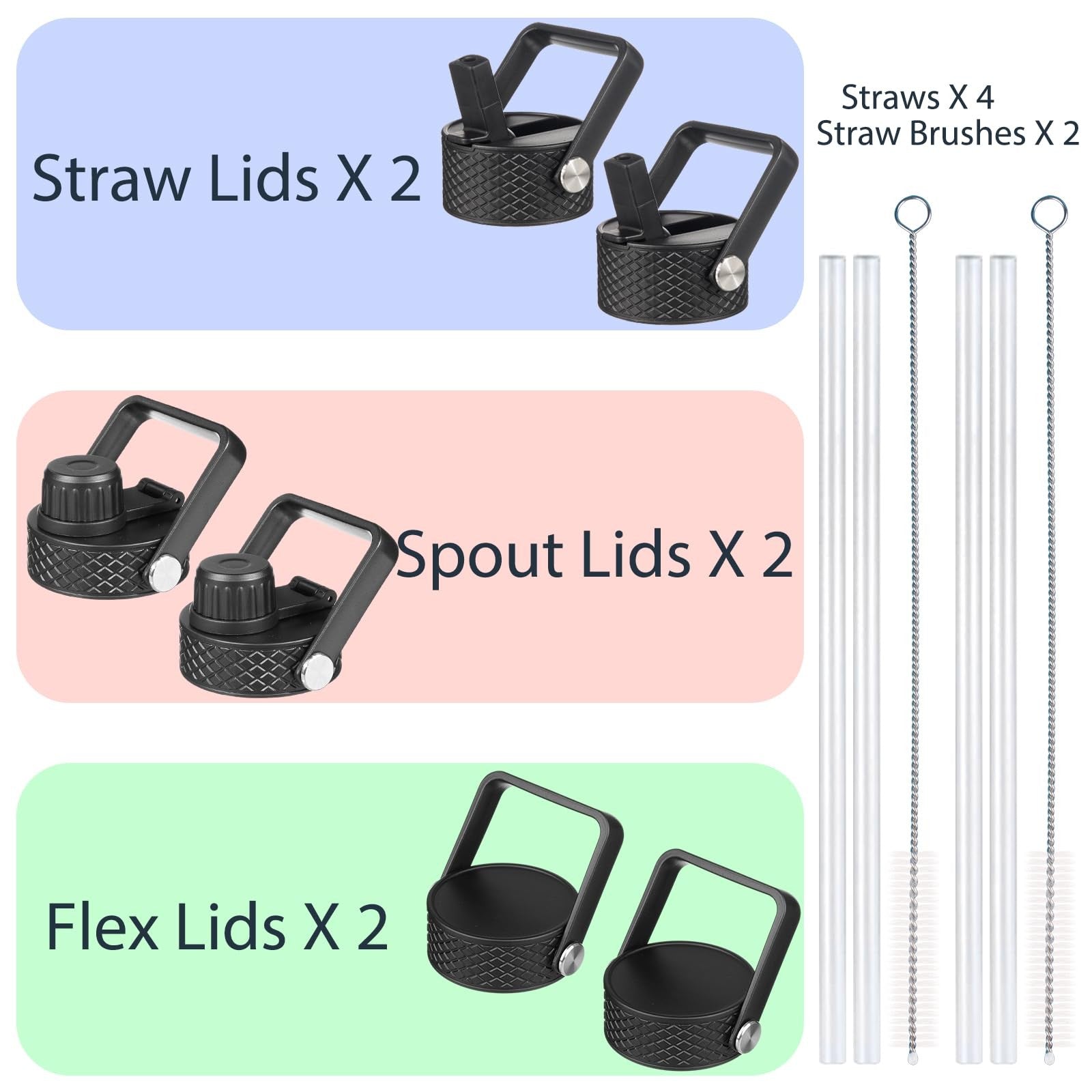 2 Pack 32oz Insulated Water Bottles w/ Straw Lids - Cherry & Ocean Dream