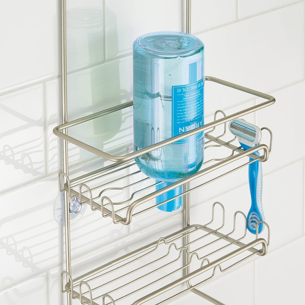 iDesign Milo Hanging Shower Caddy, Satin Silver, 21.25in x 9in x 4.5in