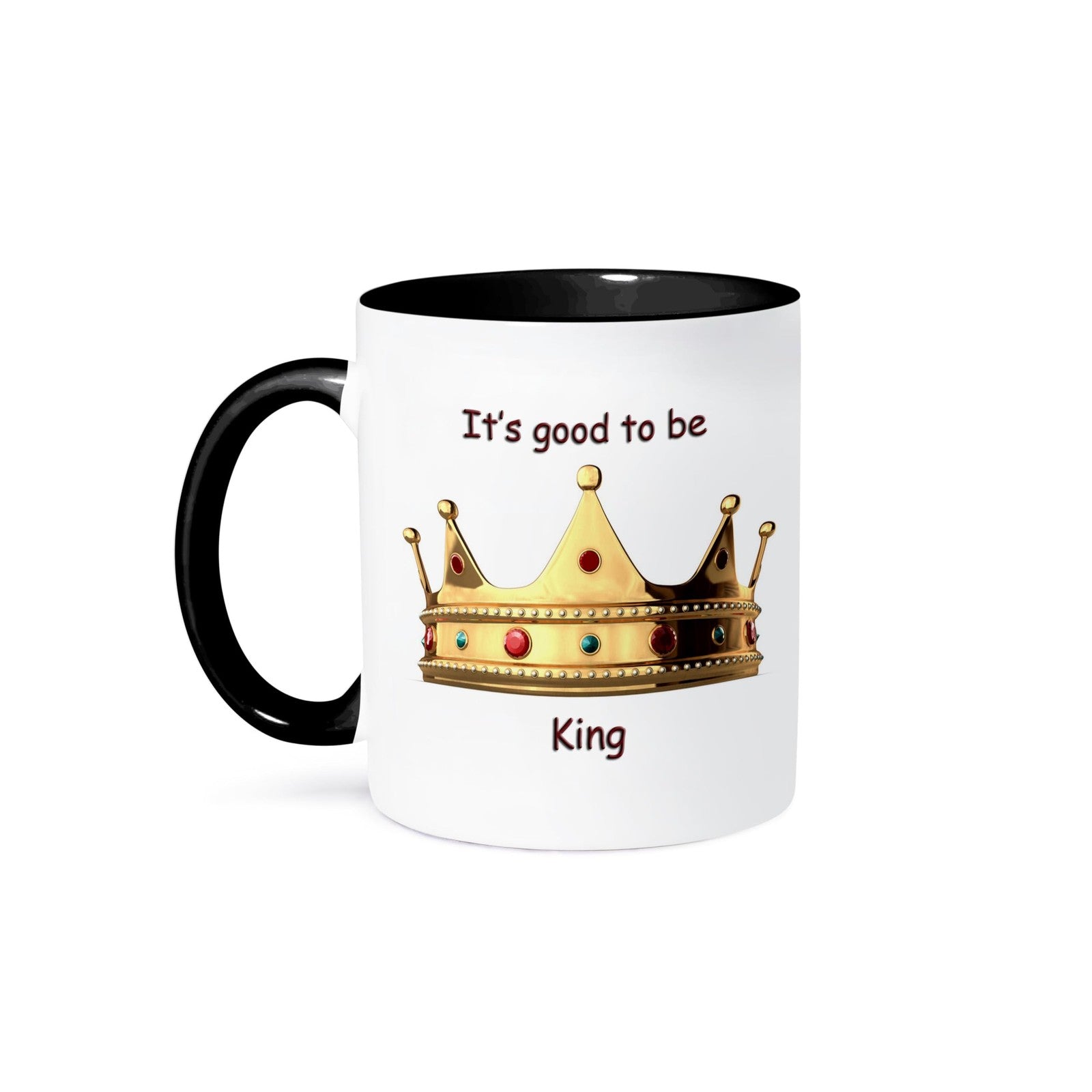 3dRose mug_4314_4 "Its good to be king" Two Tone Black Mug, 11 oz, Multicolor