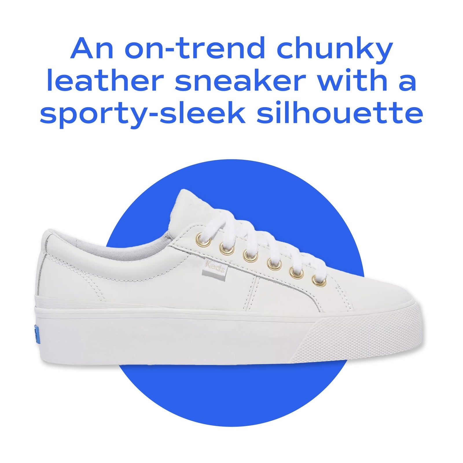 Keds Women's Jump Kick Duo LACE UP Sneaker, White/Gold Leather, 8