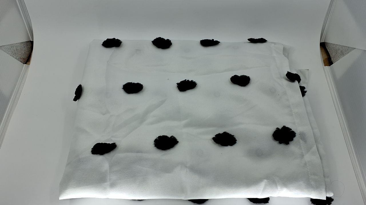 50" x 84" Black Pom Pom Window Panel for Bedroom & Living Room