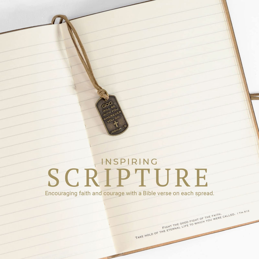 Christian Journal for Men, Black Cover, Scripture & Cross Charm