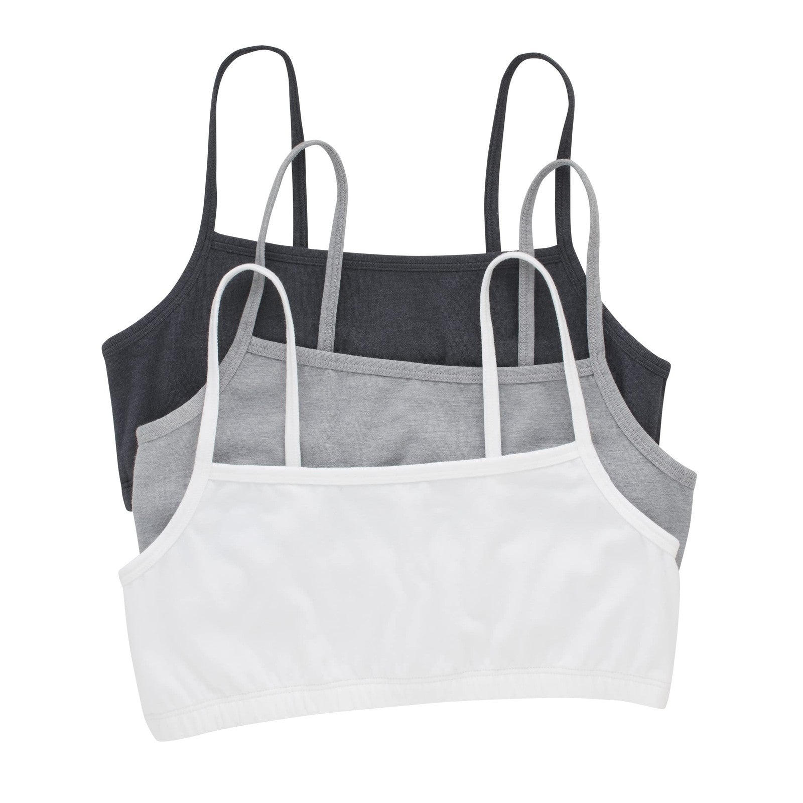 Womens Cropped Bralette 3-Pack, Hanes Large, Cool Comfort, Solid Colors