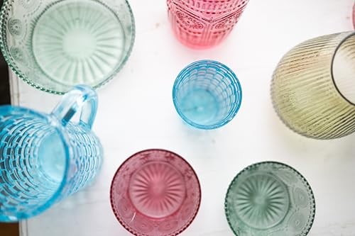 7in Sage Green Glass Bowl w/ Floral Pattern for Dining & Entertaining