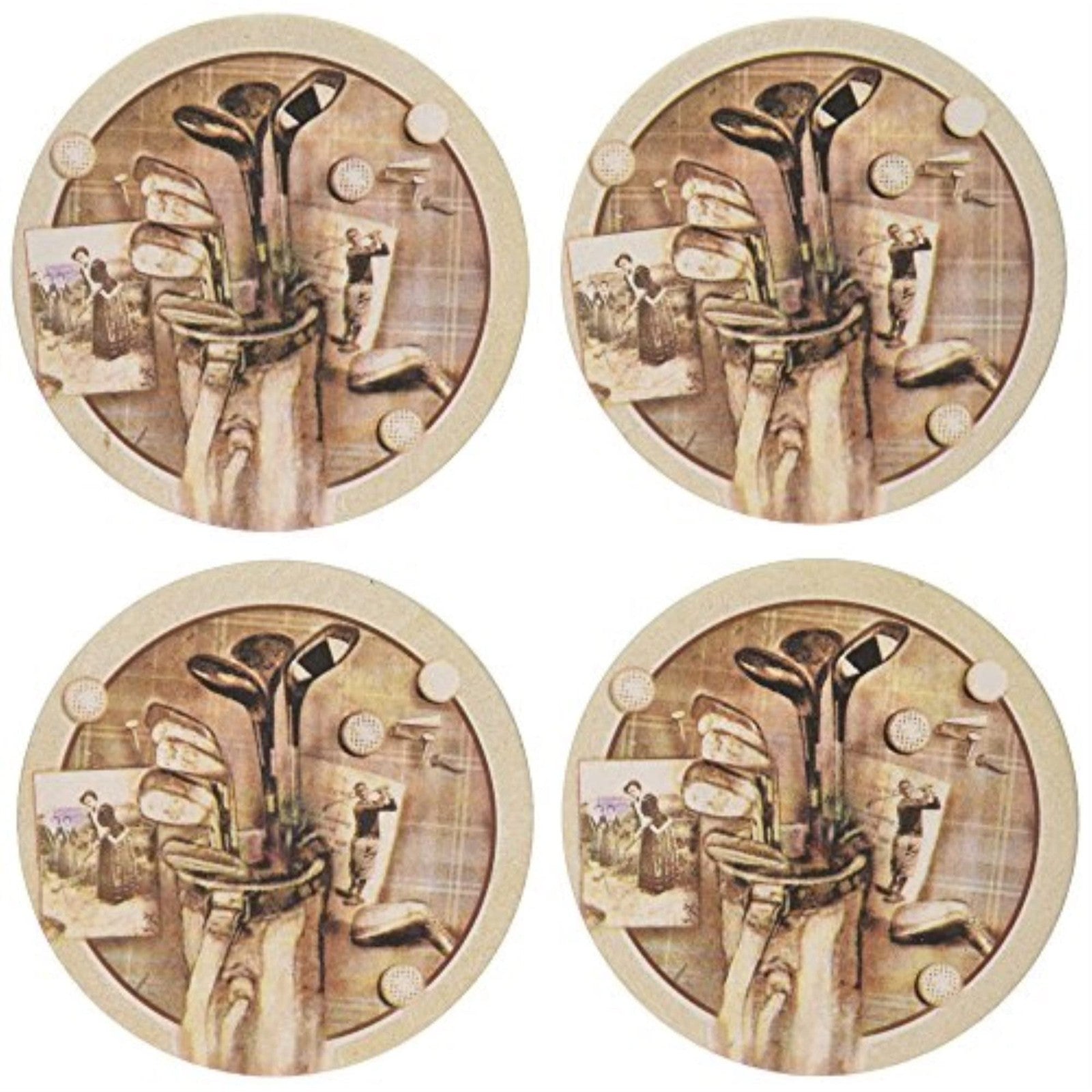 Natural Sandstone Coasters 4 Pack w/ Cork Backing, Unique Patterns