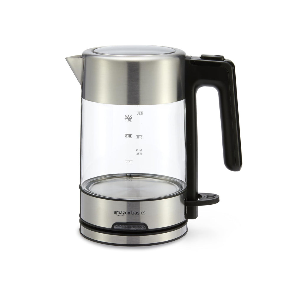 1500W Electric Kettle, 1.1 Qt, Glass & Steel, Auto Shut-Off, BPA-Free