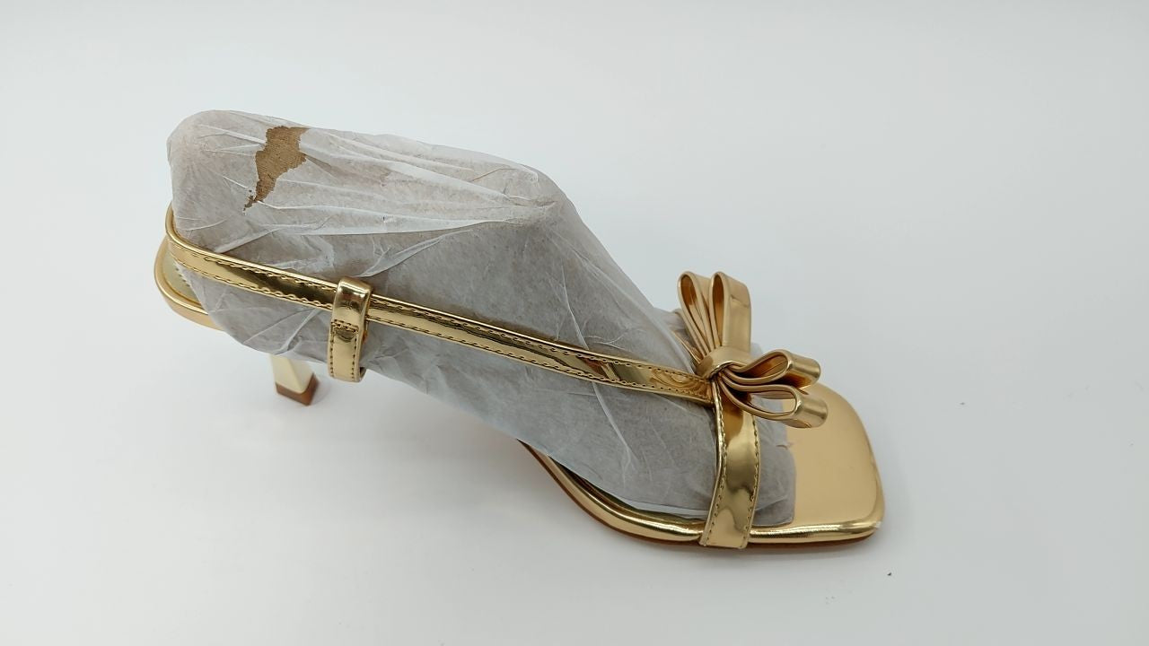 Marc Fisher Women's DANZY Heeled Sandal, Gold Mirror Metallic 710, 5